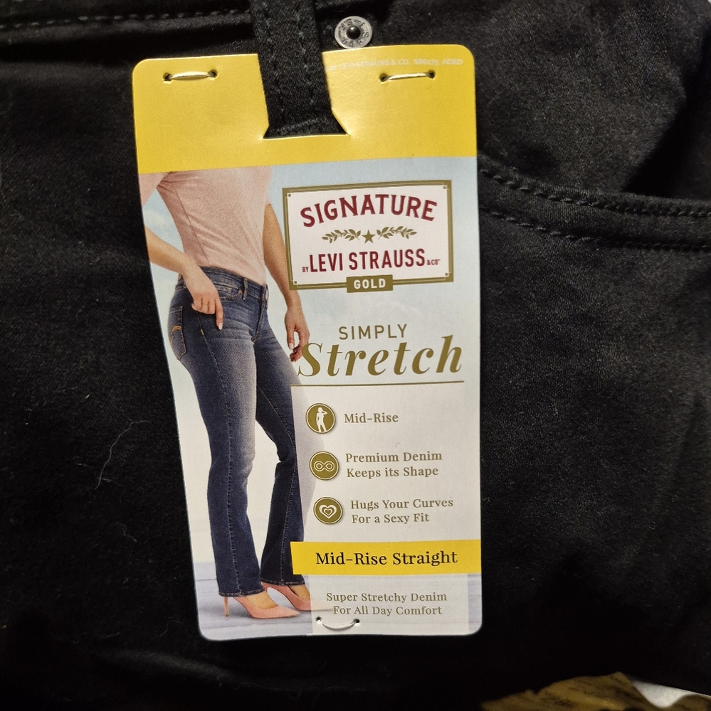 Levi's Black Mid Rise Straight‎ Leg Jeans 28L